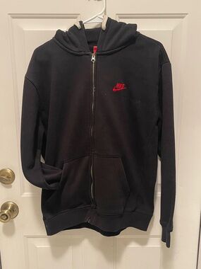 Nike Black Hoodie with Red Swoosh Logo